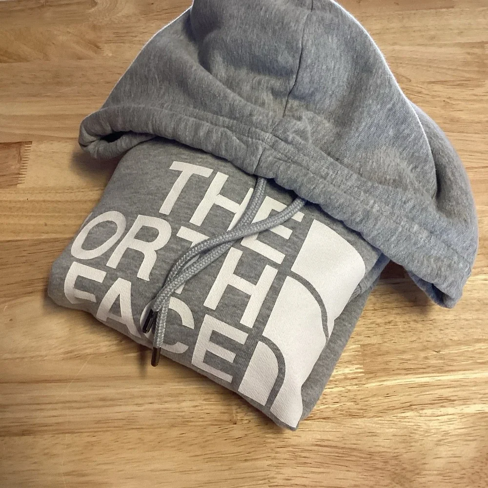 The North Face Sweatshirt Mens Medium Gray/white Fleece Long Sleeve hoodie‎